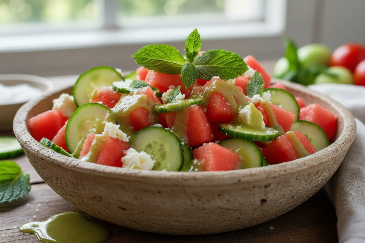 HOT ONES LOS CALIENTES WATERMELON & CUCUMBER SALAD